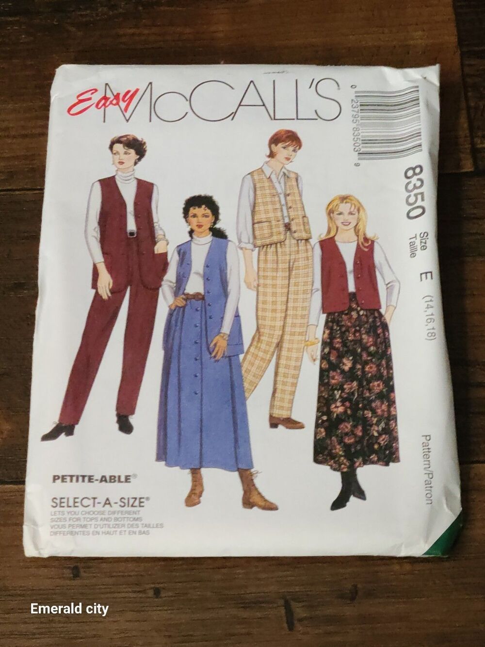 Vtg McCalls Lined Vest 2 Lengths Pull-on Pants Skirt Sewing Pattern Sz 14 16 18